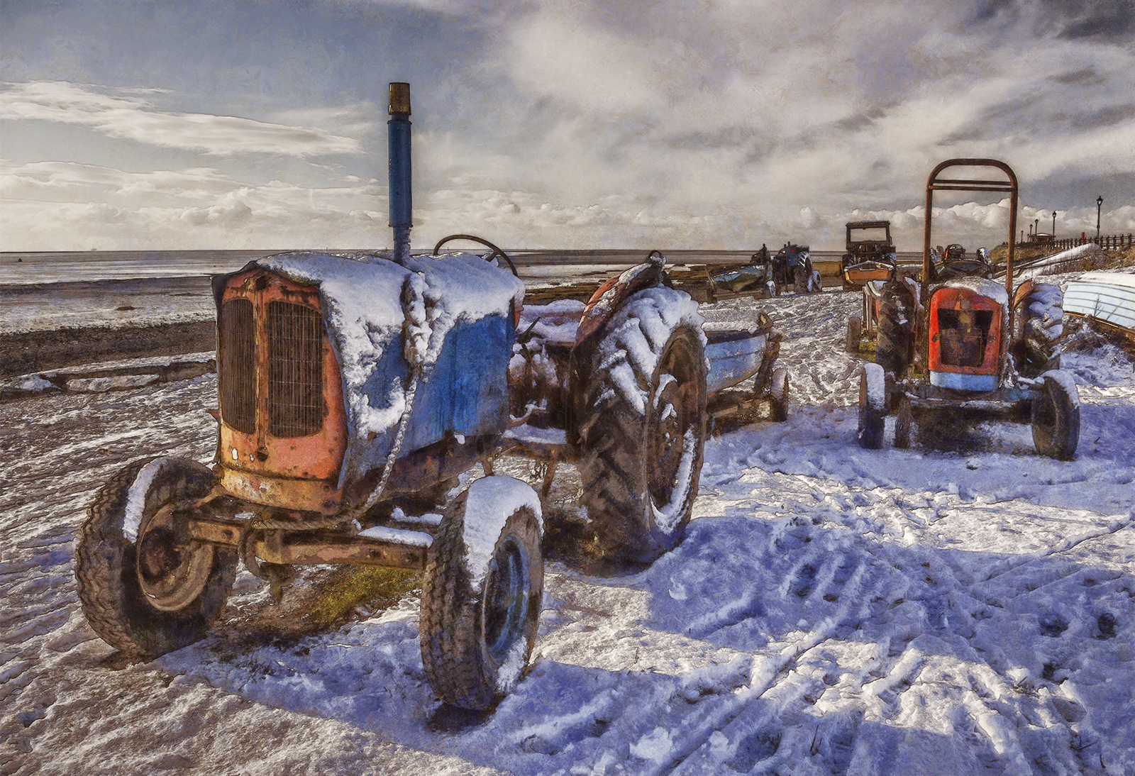 Tractors In Snow by Martin Christensen