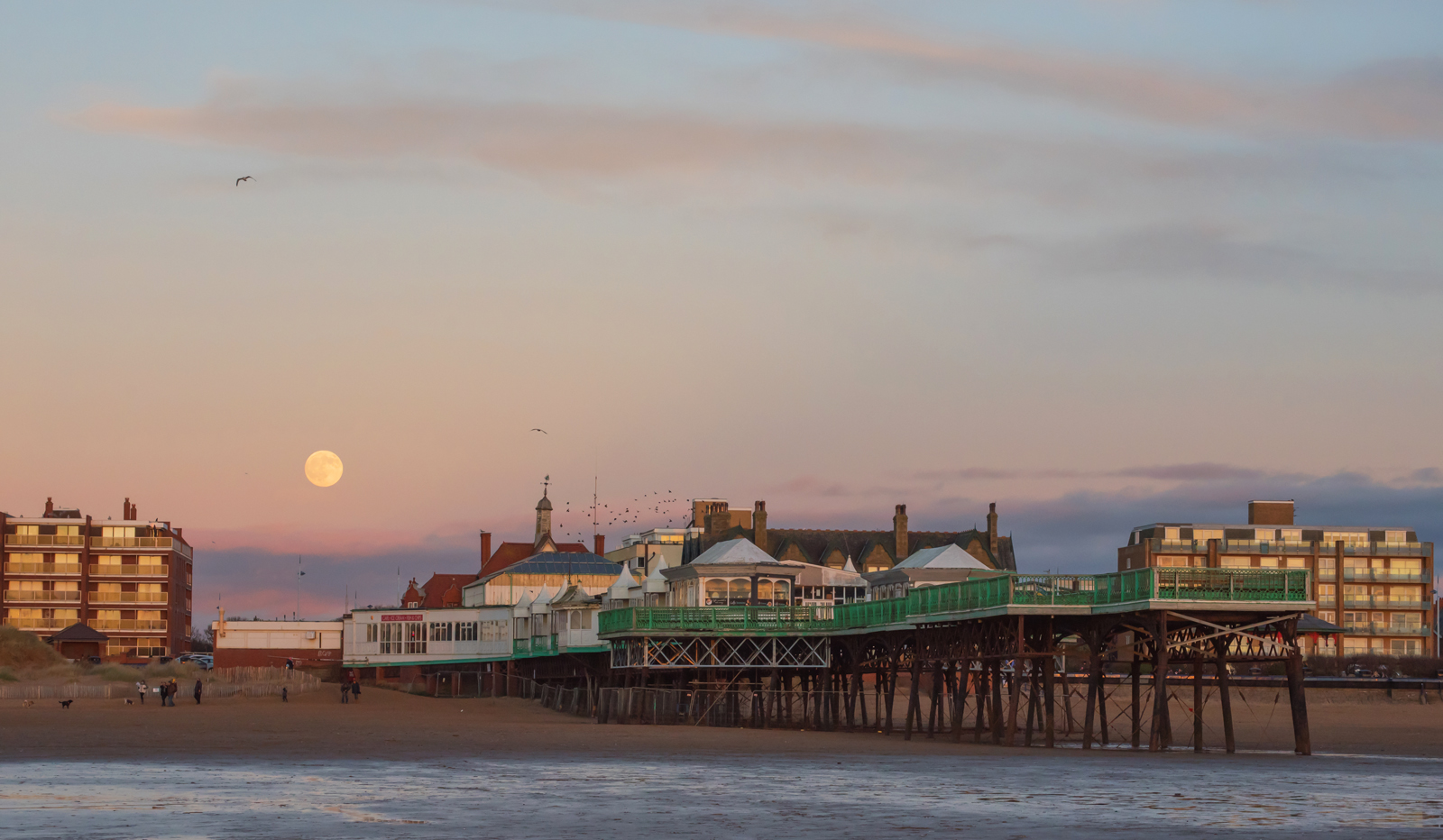 Highly Commended in Scapes Digital - Moonrise At St Annes Pier by Simon Ray