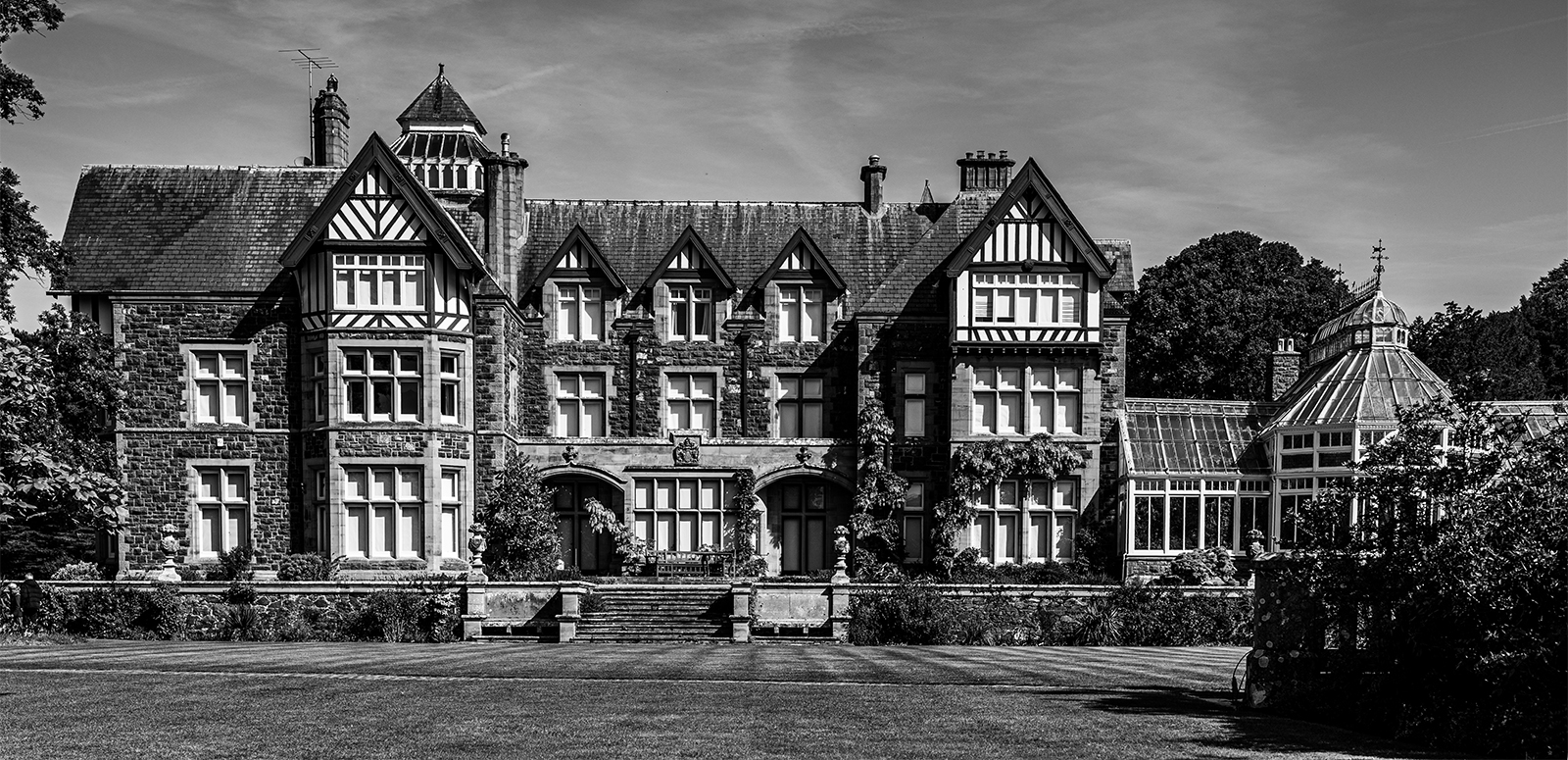 Commended in Mono Print - Bodnant Mansion House by Daryl Giles
