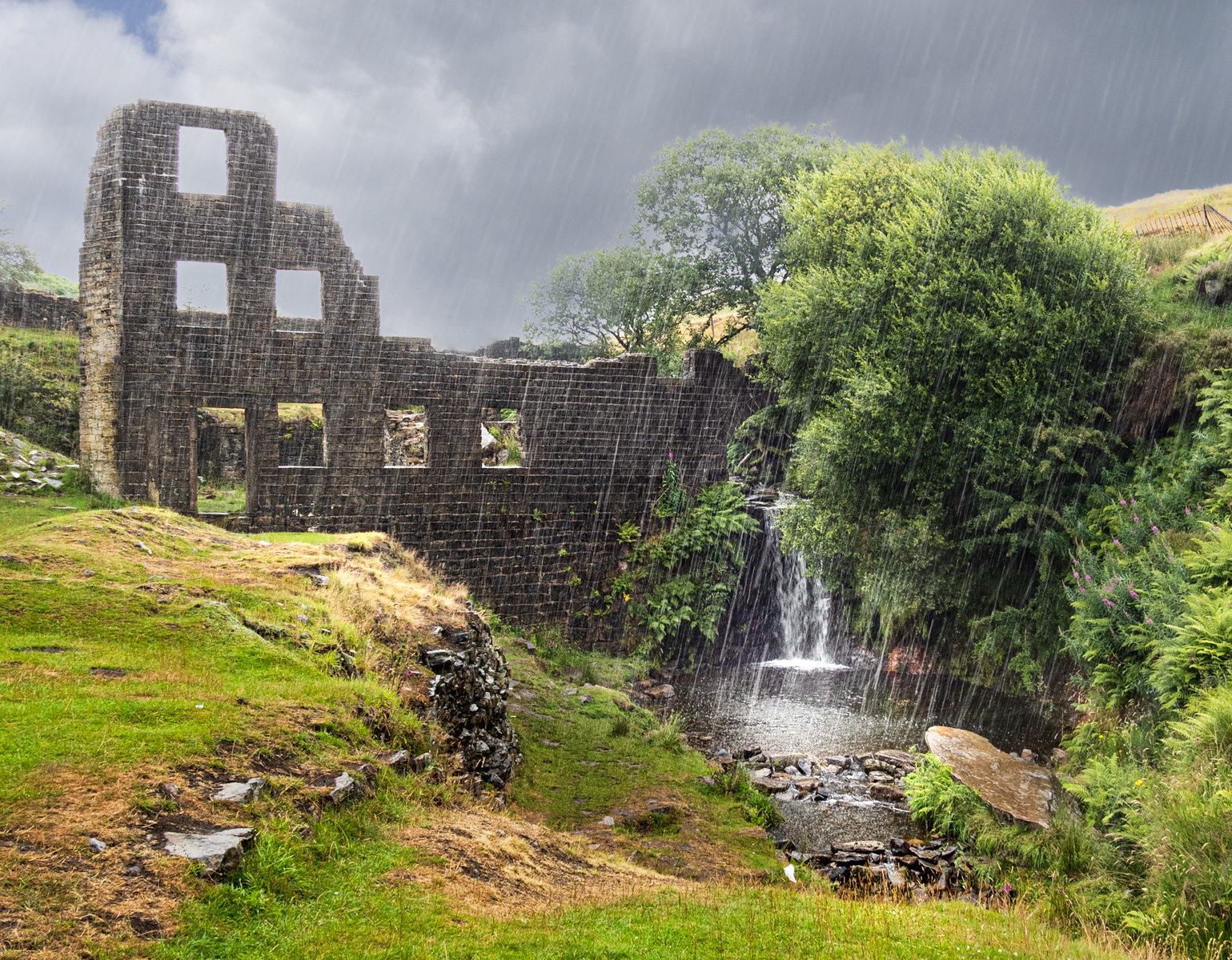Rainstorm At  Derelict Mill by Mike Halstead — Score: 17 pts