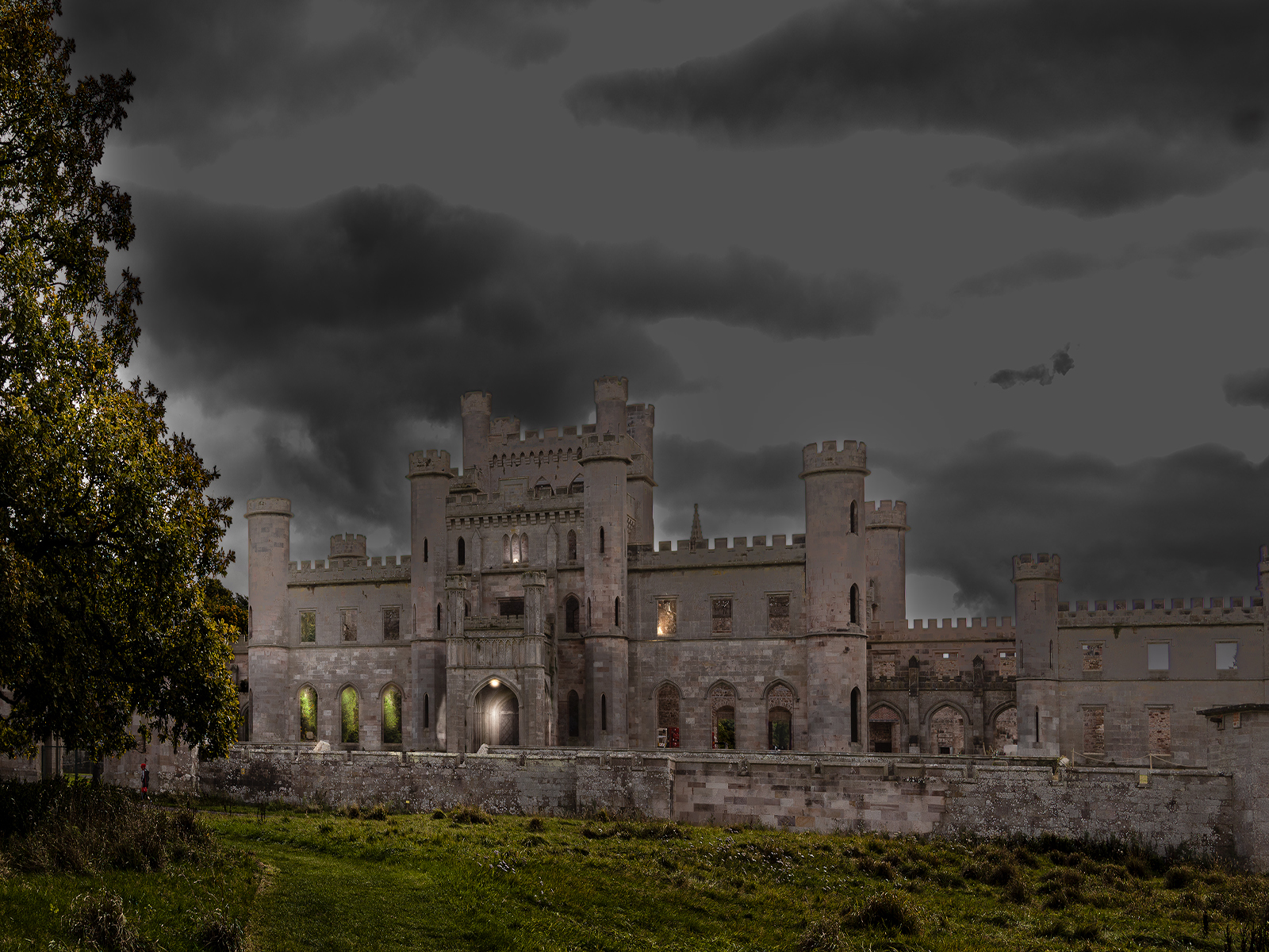 Lowther Castle After Moonrise by John Scott — Score: 17 pts