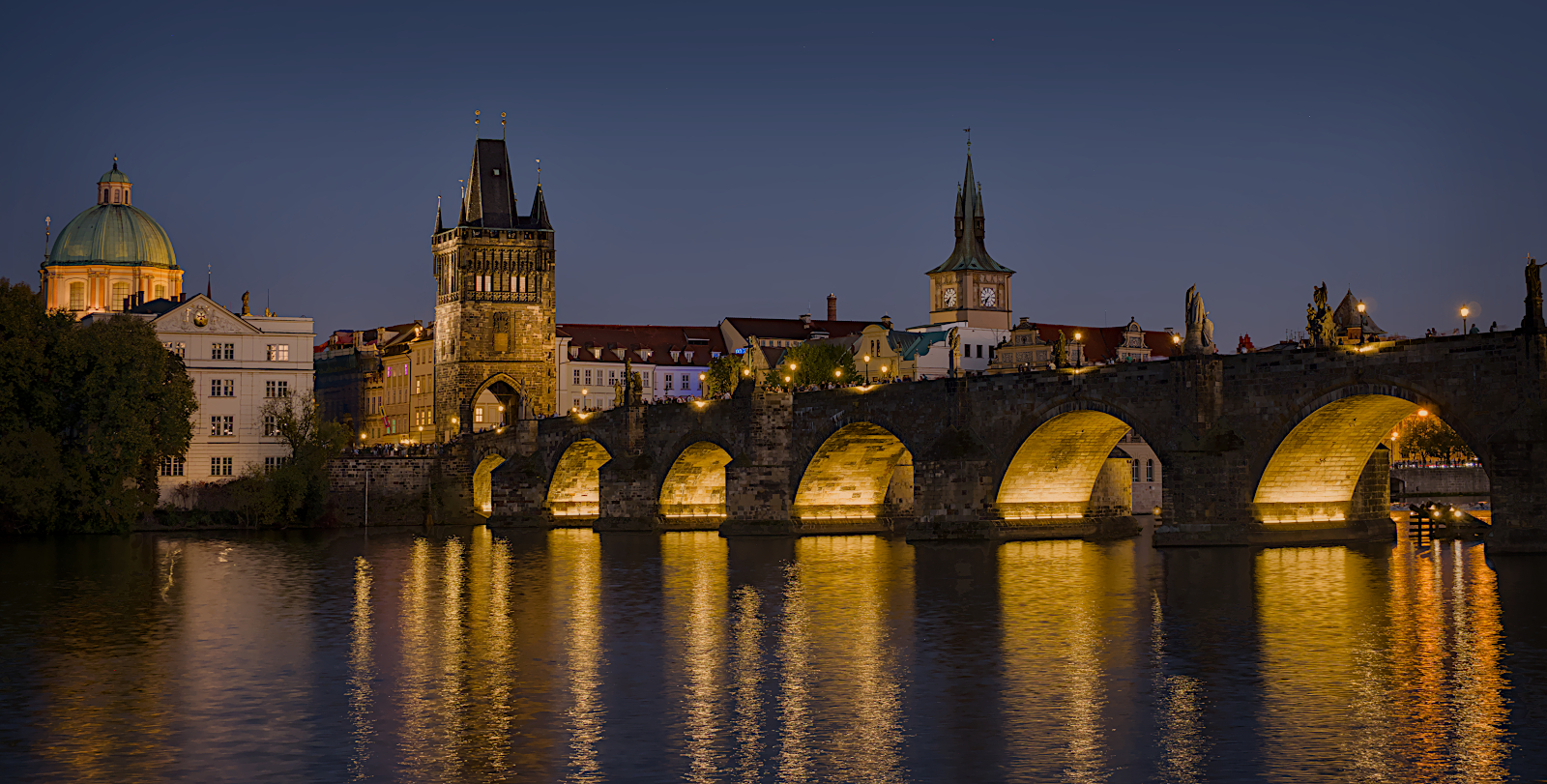Charles Bridge At Dusk by Christine Round — Score: 14 pts