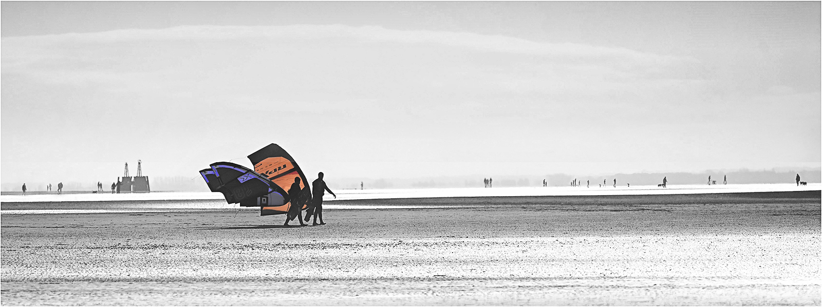 Kite Surfers On Lytham Beach by Mike Williamson — Score: 16 pts