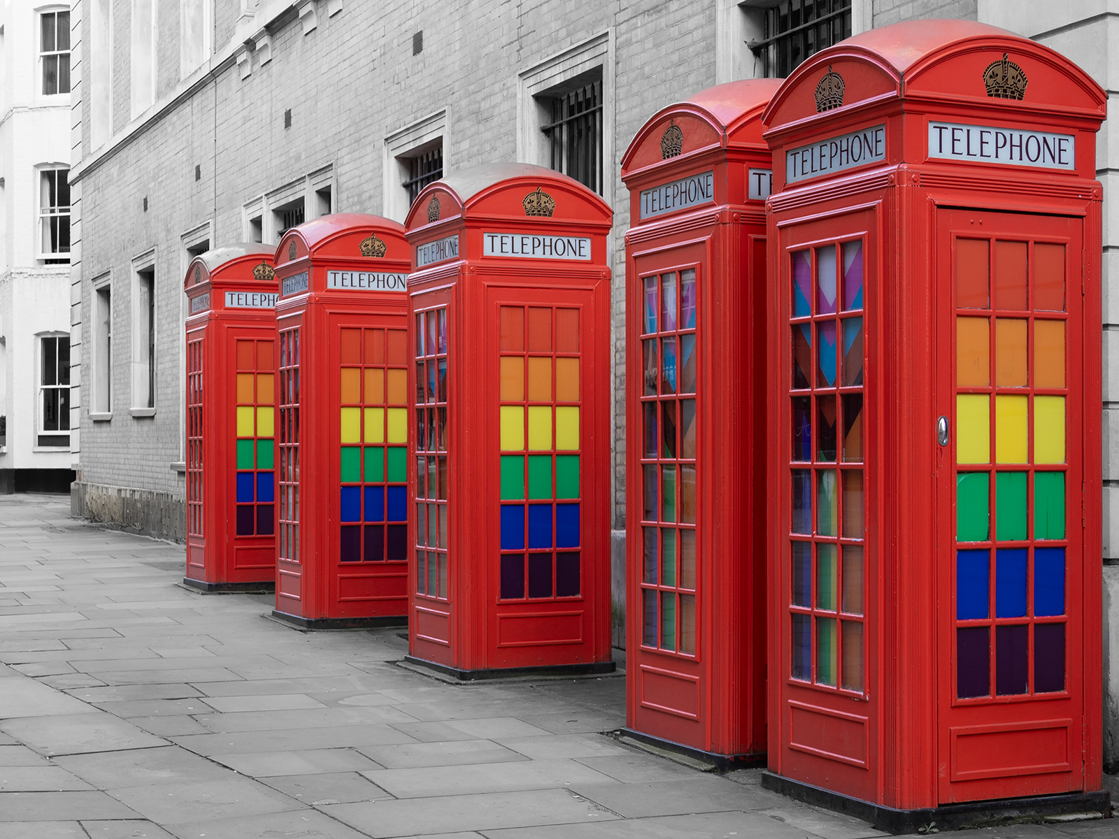 Rainbow Phone Boxes by John Scott — Score: 16 pts