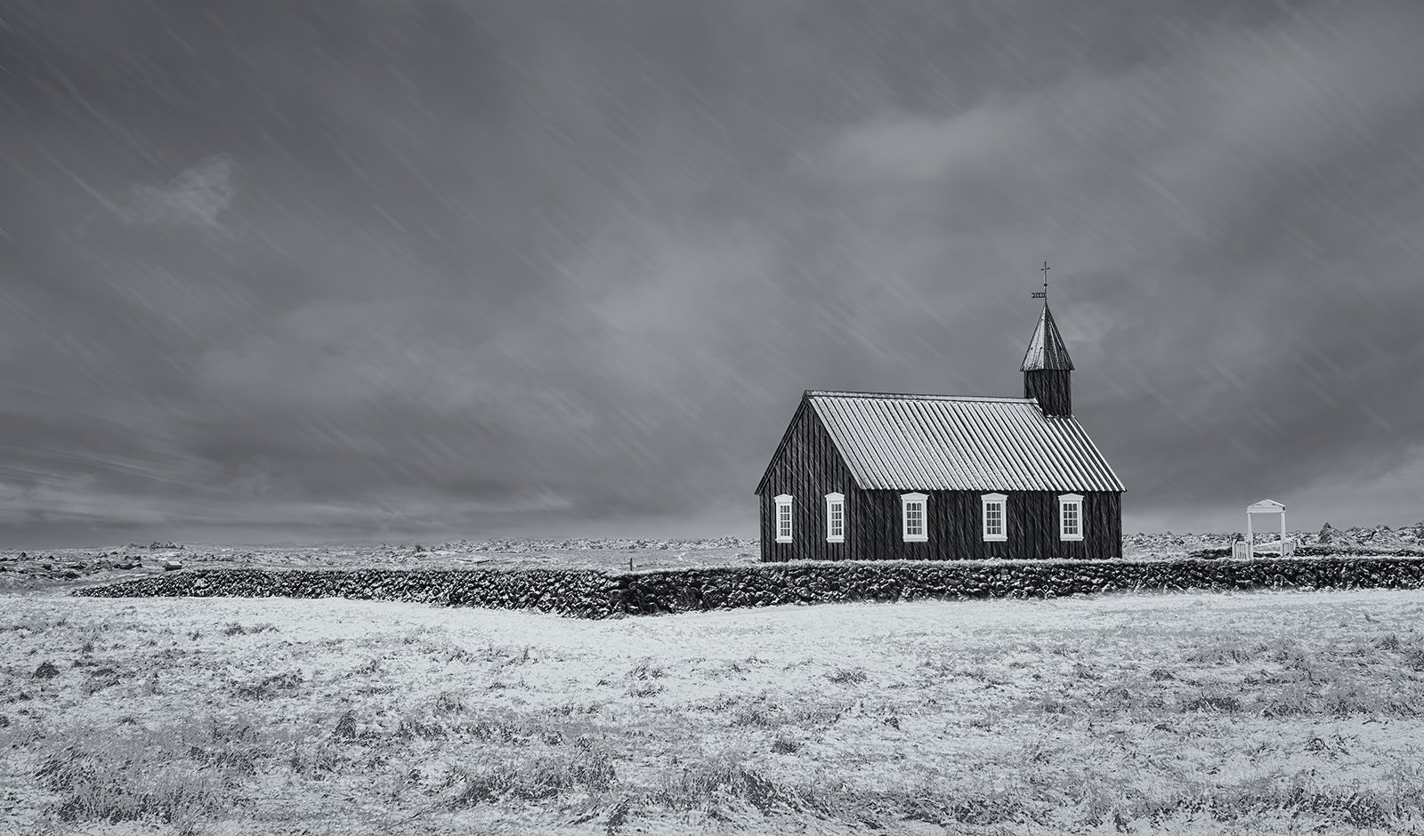 Highly Commended in Mono Digital - Snow Storm At Budir by Carol Watson