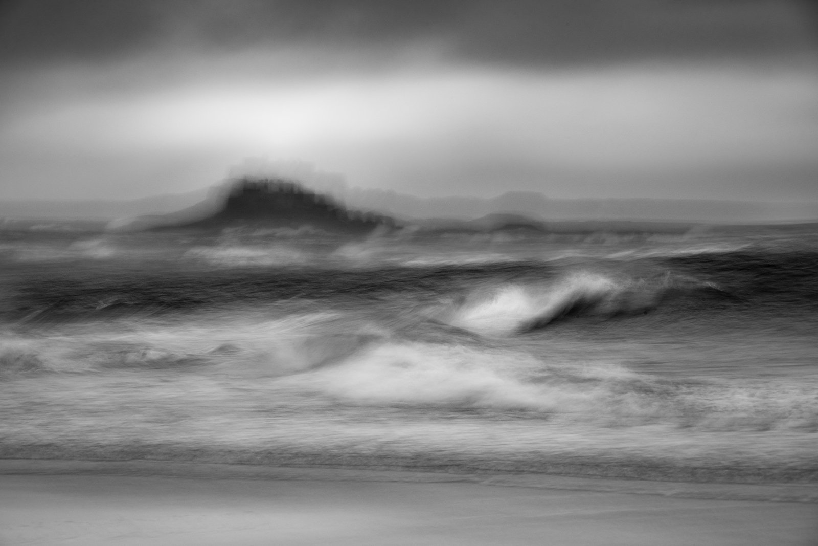 Commended in Mono Print - The Island Beneath The Storm by Elaine Cook