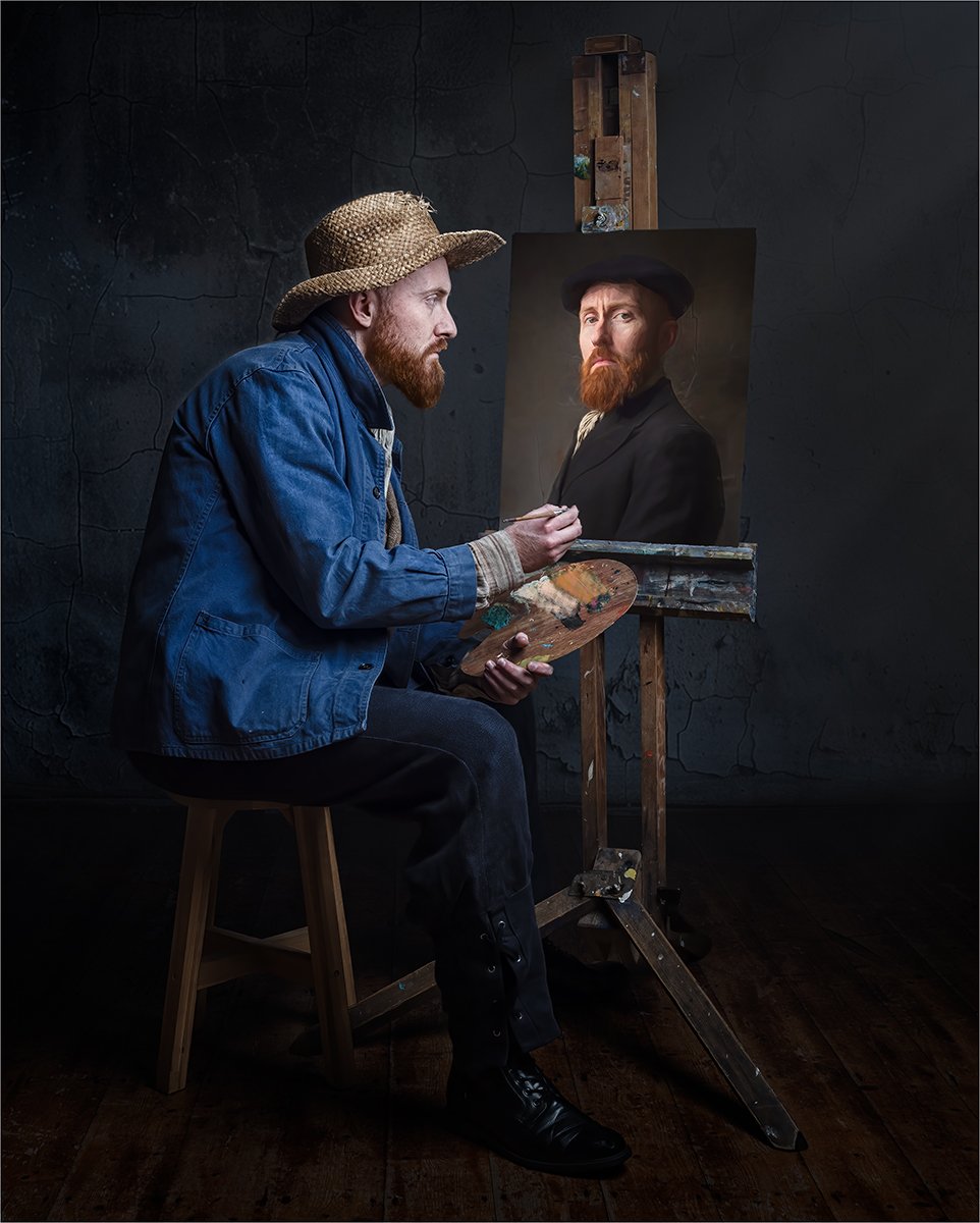 Commended in People Print - Creating A Self Portrait by Carol Watson