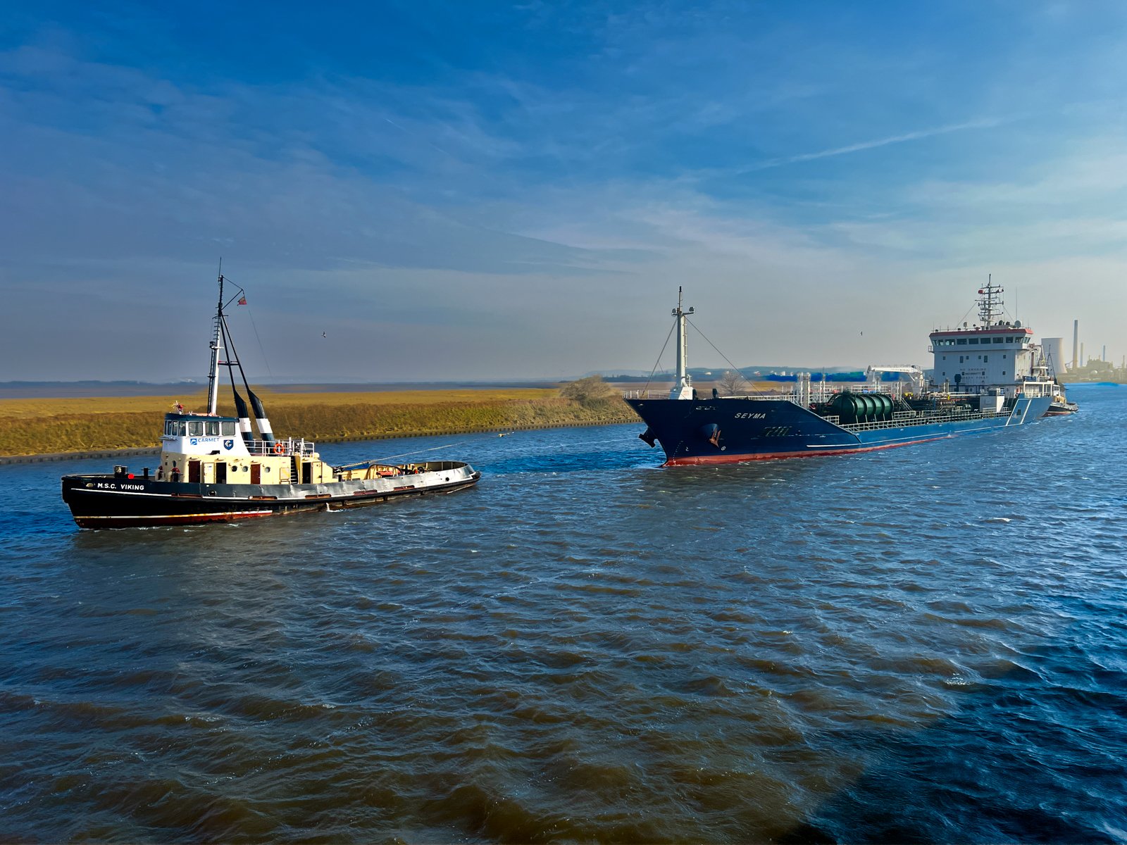 Tug Pulling Tanker by Paul Headley